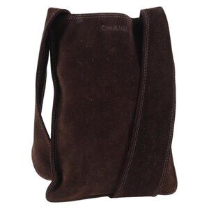 Authentic CHANEL Shoulder Bag Suede Brown CC